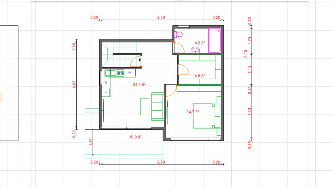 Rzut pierwszego piętra Mtirala Park Villas z przestronnymi sypialniami i tarasami