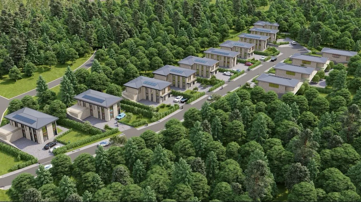 Ubani Kiketi - render z lotu ptaka na wszystkie domy w projekcie