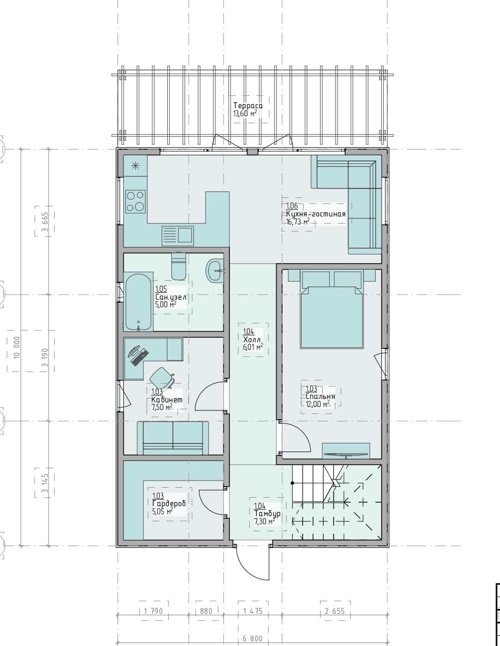 Tsikhizdiri Gardens - rzut architektoniczny domu 120m²