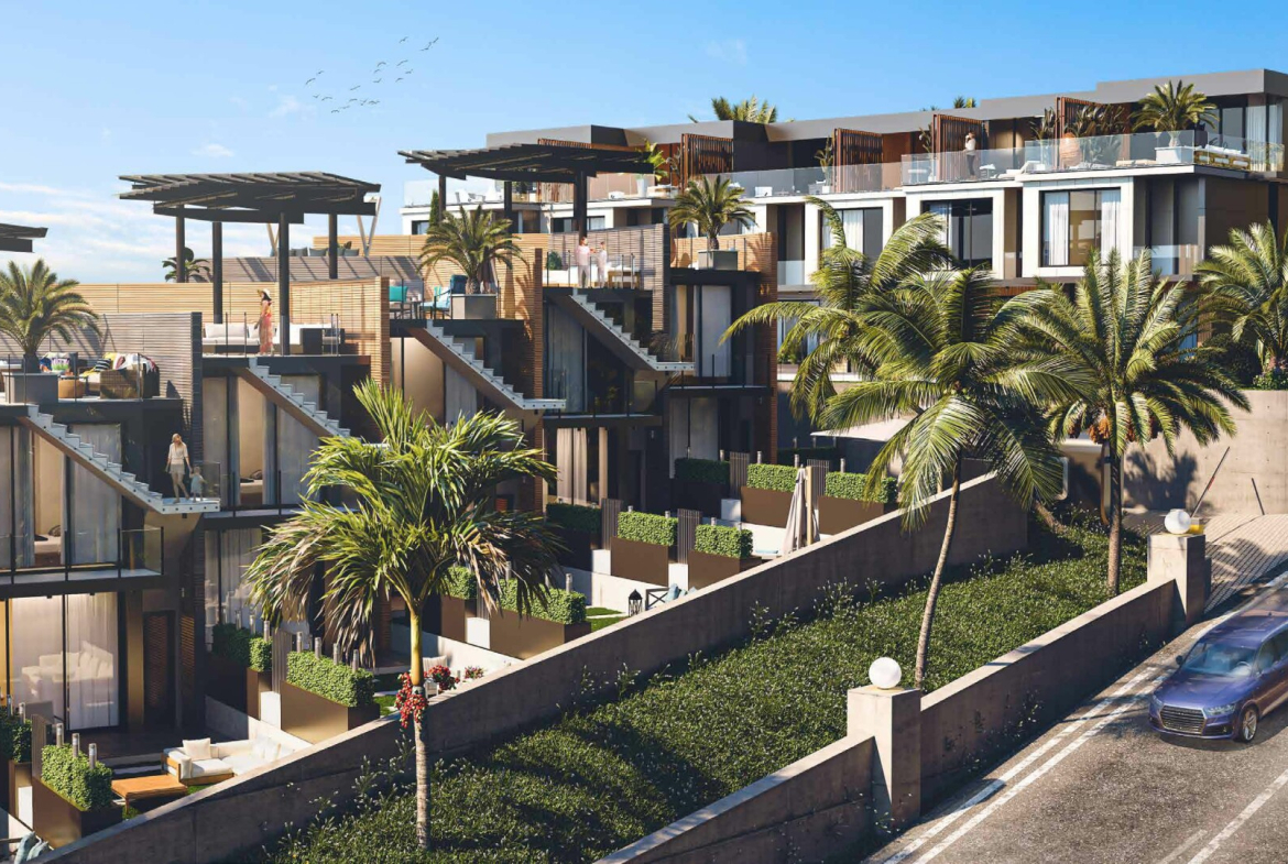 iVillas Makhinjauri - widok boczny na ekskluzywne osiedle willi z panoramą Batumi