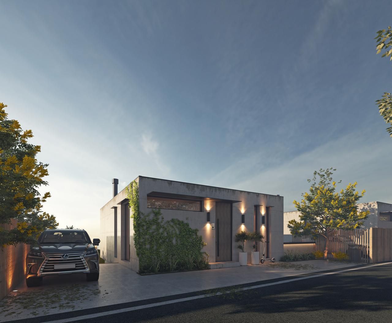 New Village Villas - tył domu z prywatnym parkingiem