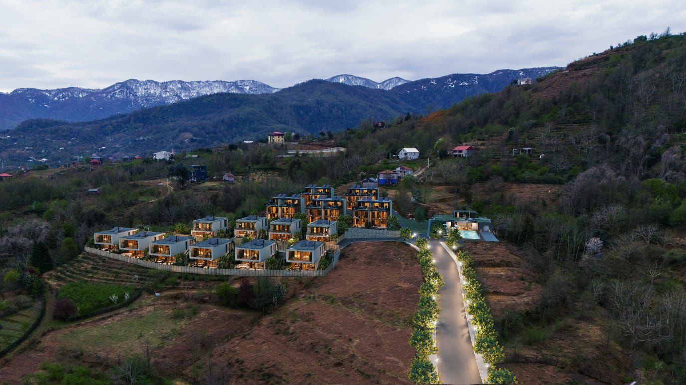 New Village Villas - rzut z lotu ptaka na kompleks willowy