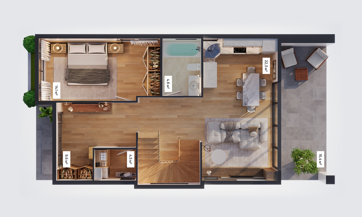 Elysium Park - plan parteru willi 300m2
